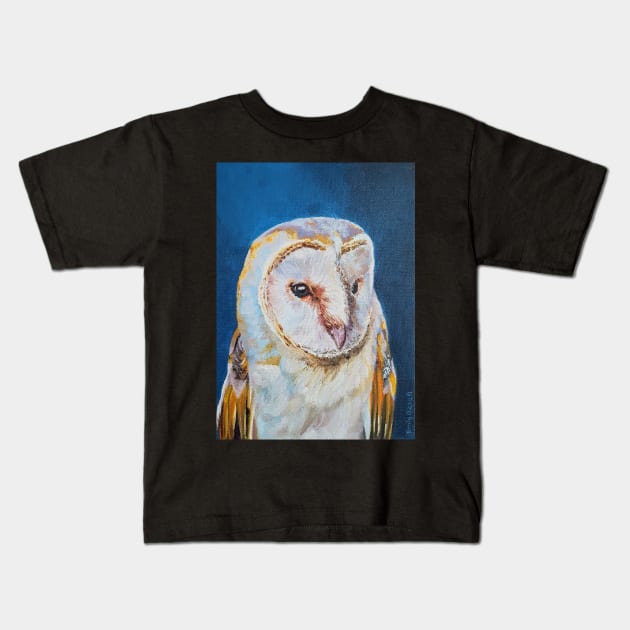 Barn Owl Portrait Painting Kids T-Shirt by EmilyBickell